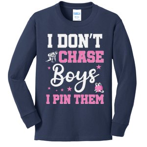 Girl Wrestling I DonT Chase Funny Wrestling Kids Long Sleeve Shirt