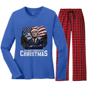 Got What I Wanted For Christmas Trump Won 2024 President Women's Long Sleeve Flannel Pajama Set 