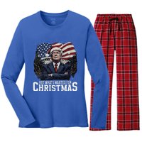 Got What I Wanted For Christmas Trump Won 2024 President Women's Long Sleeve Flannel Pajama Set 