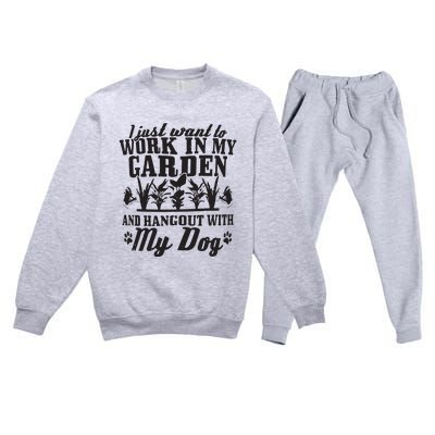 Gardening Work In Garden Hangout With Dog Gardener Gift Premium Crewneck Sweatsuit Set