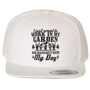 Gardening Work In Garden Hangout With Dog Gardener Gift Wool Snapback Cap