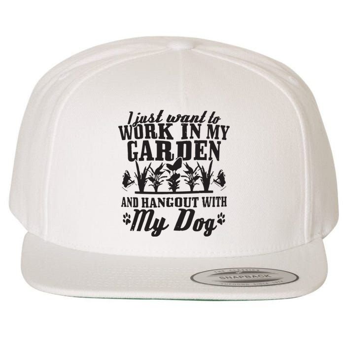 Gardening Work In Garden Hangout With Dog Gardener Gift Wool Snapback Cap