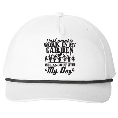 Gardening Work In Garden Hangout With Dog Gardener Gift Snapback Five-Panel Rope Hat