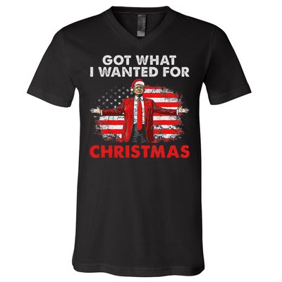 Got What I Wanted For Christmas Trump 2024 Santa Claus V-Neck T-Shirt