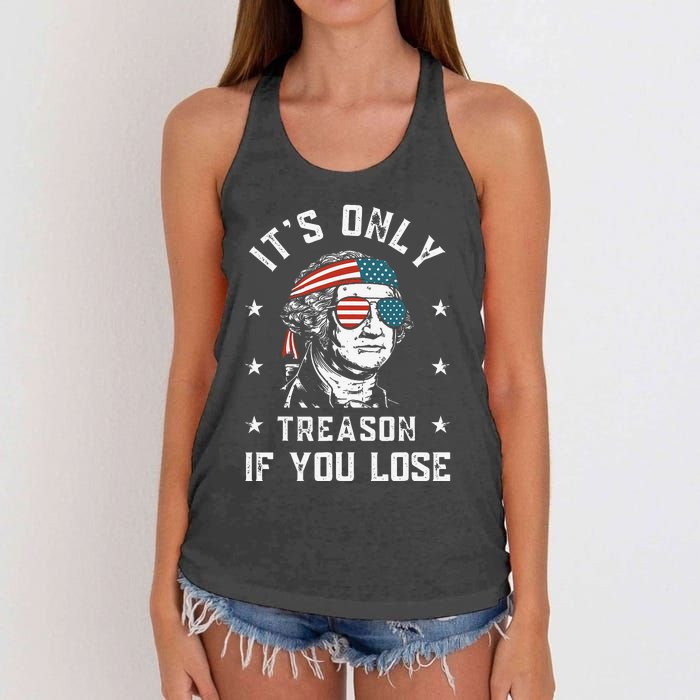 George Washington It's Only Treason If You Lose 4th Of July Women's Knotted Racerback Tank