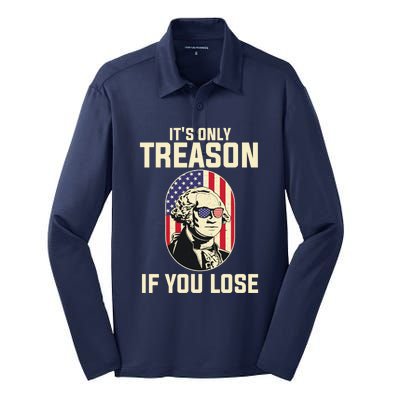 George Washington It's Only Treason If You Lose 4th Of July Silk Touch Performance Long Sleeve Polo