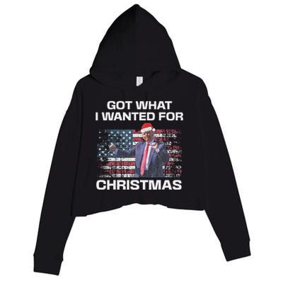 Got What I Wanted For Christmas Trump 2024 Won President Crop Fleece Hoodie