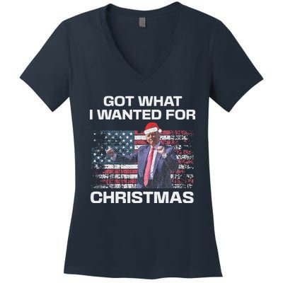 Got What I Wanted For Christmas Trump 2024 Won President Women's V-Neck T-Shirt