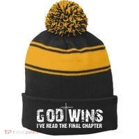 God Wins I Ve Read The Final Chapter Christian Faith Lover Stripe Pom Pom Beanie