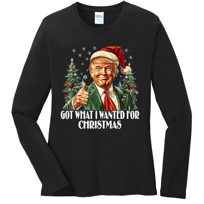 Got What I Wanted For Christmas Trump Xmas Pajamas 2024 Ladies Long Sleeve Shirt