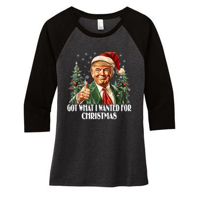 Got What I Wanted For Christmas Trump Xmas Pajamas 2024 Women's Tri-Blend 3/4-Sleeve Raglan Shirt