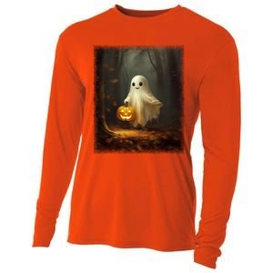 Ghost Walikng In The Forest Halloween Costume Funny Gift Cooling Performance Long Sleeve Crew