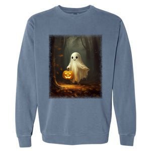 Ghost Walikng In The Forest Halloween Costume Funny Gift Garment-Dyed Sweatshirt