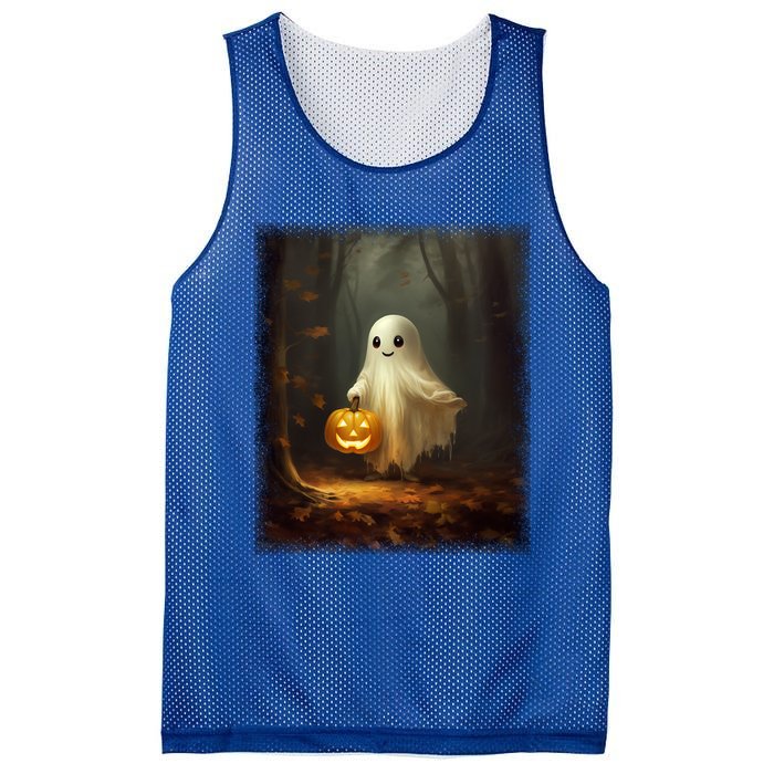 Ghost Walikng In The Forest Halloween Costume Funny Gift Mesh Reversible Basketball Jersey Tank