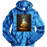 Ghost Walikng In The Forest Halloween Costume Funny Gift Tie Dye Hoodie