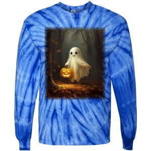 Ghost Walikng In The Forest Halloween Costume Funny Gift Tie-Dye Long Sleeve Shirt