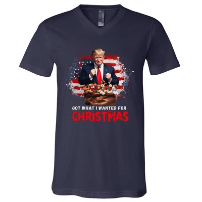 Got What I Wanted For Christmas Trump Won Present Xmas V-Neck T-Shirt