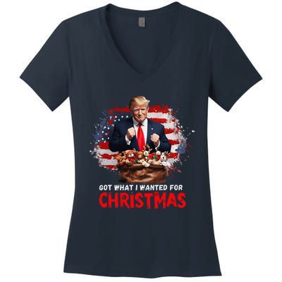 Got What I Wanted For Christmas Trump Won Present Xmas Women's V-Neck T-Shirt