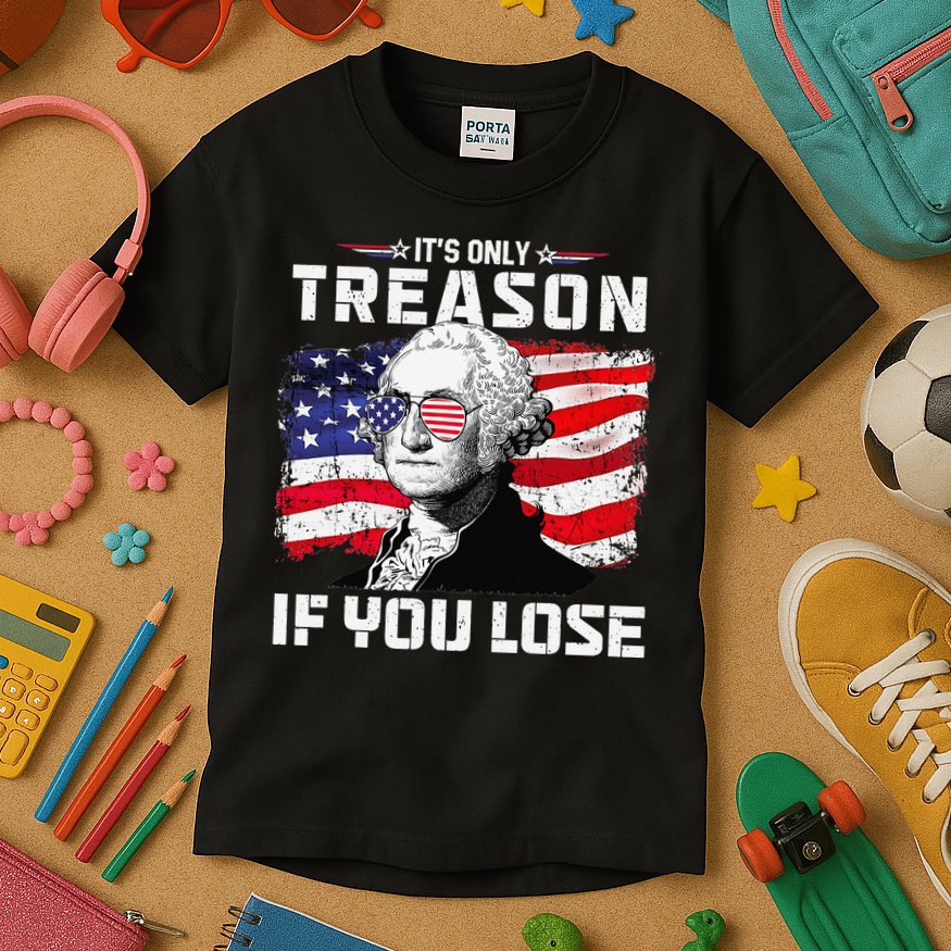 George Washington It's Only Treason If You Lose 4th Of July Kids T-Shirt