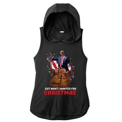 Got What I Wanted For Christmas Trump Won 2024 President Ladies PosiCharge Tri-Blend Wicking Draft Hoodie Tank