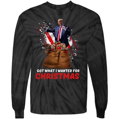 Got What I Wanted For Christmas Trump Won 2024 President Tie-Dye Long Sleeve Shirt