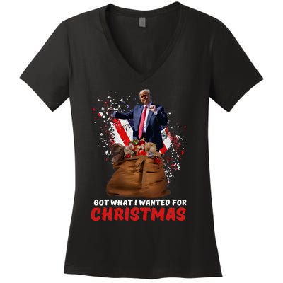 Got What I Wanted For Christmas Trump Won 2024 President Women's V-Neck T-Shirt