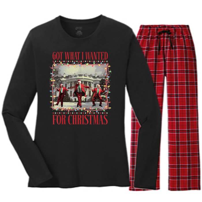 Got What I Wanted For Christmas Dance Trump Xmas Women's Long Sleeve Flannel Pajama Set 