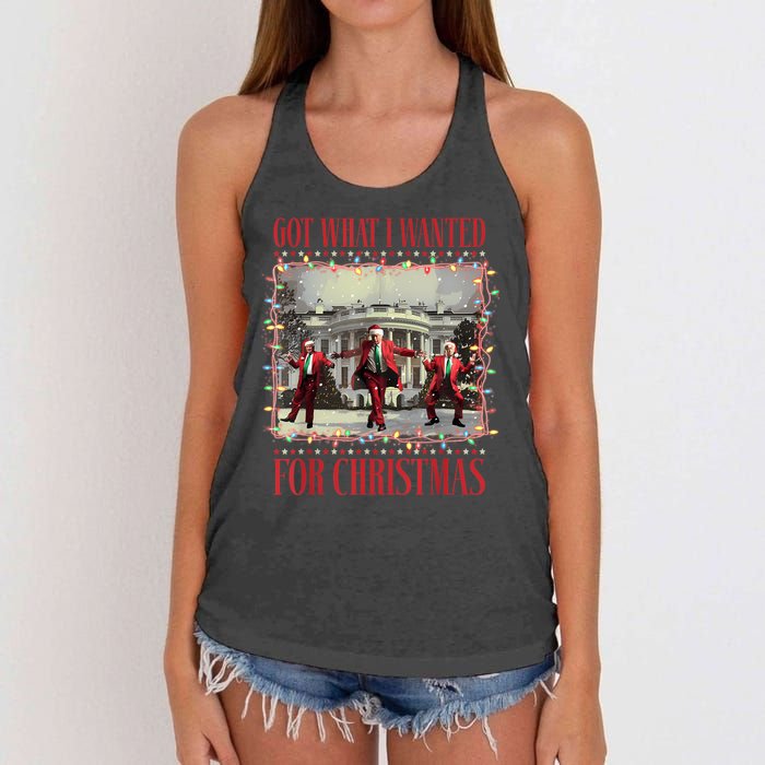 Got What I Wanted For Christmas Dance Trump Xmas Women's Knotted Racerback Tank