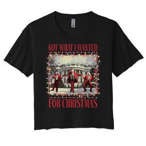 Got What I Wanted For Christmas Dance Trump Xmas Women's Crop Top Tee