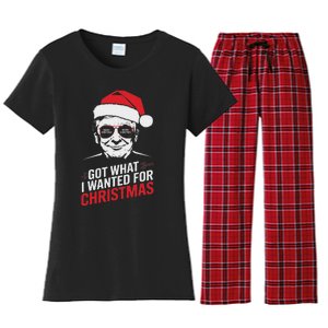 Got What I Wanted For Christmas Pajamas 2024 President Women's Flannel Pajama Set