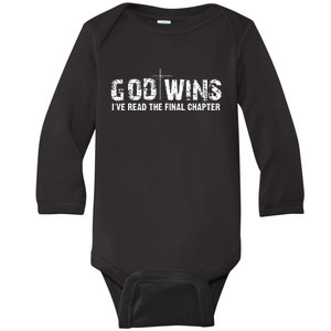 God Wins I Ve Read Final Chapter Christian Faith Lover Baby Long Sleeve Bodysuit