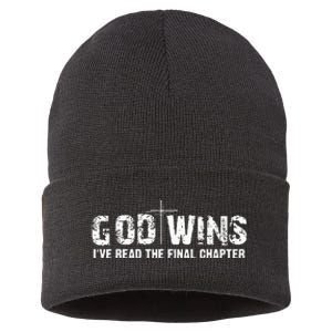 God Wins I Ve Read Final Chapter Christian Faith Lover Sustainable Knit Beanie