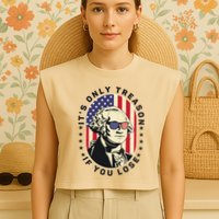 George Washington It's Only Treason If You Lose 4th Of July Garment-Dyed Women's Muscle Tee