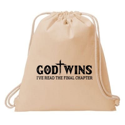God Wins I Ve Read The Final Chapter Christian Cross Drawstring Bag