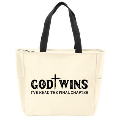 God Wins I Ve Read The Final Chapter Christian Cross Zip Tote Bag