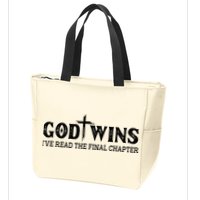 God Wins I Ve Read The Final Chapter Christian Cross Zip Tote Bag