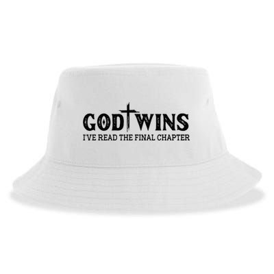 God Wins I Ve Read The Final Chapter Christian Cross Sustainable Bucket Hat