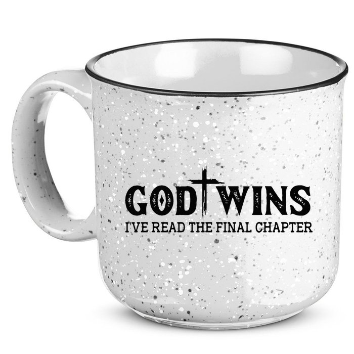God Wins I Ve Read The Final Chapter Christian Cross 15oz Campfire Ceramic Mug