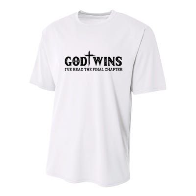 God Wins I Ve Read The Final Chapter Christian Cross Youth Performance Sprint T-Shirt