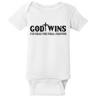 God Wins I Ve Read The Final Chapter Christian Cross Baby Bodysuit
