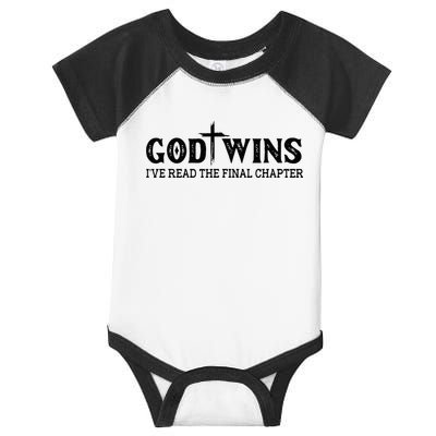 God Wins I Ve Read The Final Chapter Christian Cross Infant Baby Jersey Bodysuit