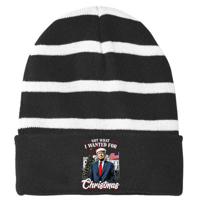 Got What I Wanted For Christmas Trump 2024 Striped Beanie with Solid Band