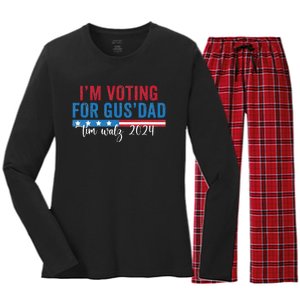 Gus Walz IM Voting For Gus Dad Women's Long Sleeve Flannel Pajama Set 