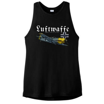 German Warbird I Messerschmitt BF109 I WW2 Airplanes Ladies PosiCharge Tri-Blend Wicking Tank