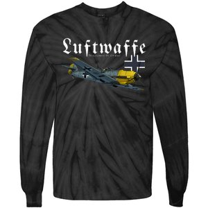 German Warbird I Messerschmitt BF109 I WW2 Airplanes Tie-Dye Long Sleeve Shirt