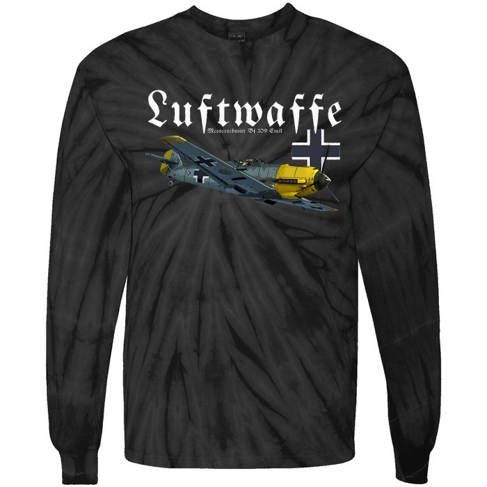 German Warbird I Messerschmitt BF109 I WW2 Airplanes Tie-Dye Long Sleeve Shirt