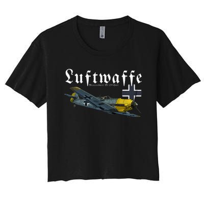 German Warbird I Messerschmitt BF109 I WW2 Airplanes Women's Crop Top Tee