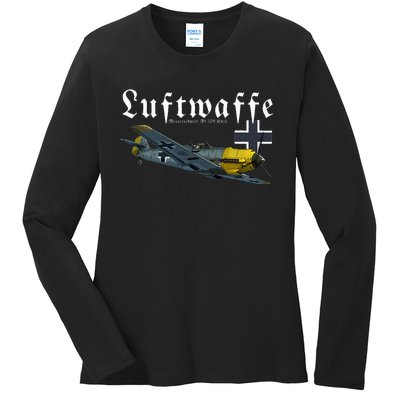 German Warbird I Messerschmitt BF109 I WW2 Airplanes Ladies Long Sleeve Shirt