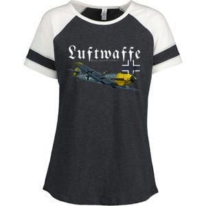 German Warbird I Messerschmitt BF109 I WW2 Airplanes Enza Ladies Jersey Colorblock Tee