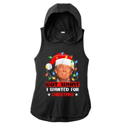 Got What I Wanted For Christmas Trump Xmas Pajamas 2024 Ladies PosiCharge Tri-Blend Wicking Draft Hoodie Tank